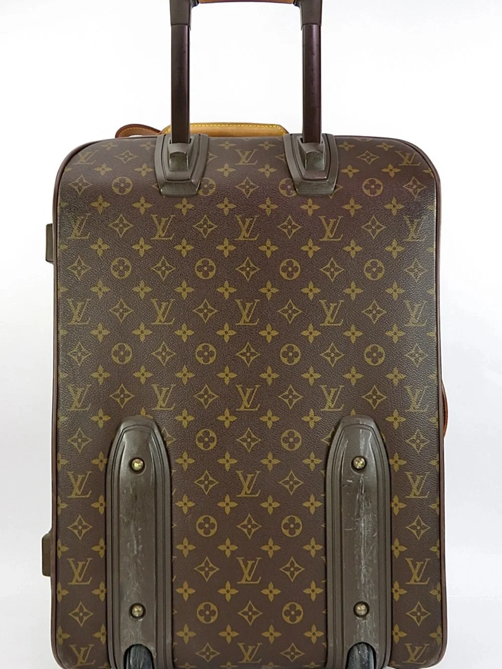 Louis Vuitton Brown Monogram Carry-On Suitcase with Leather Trim
